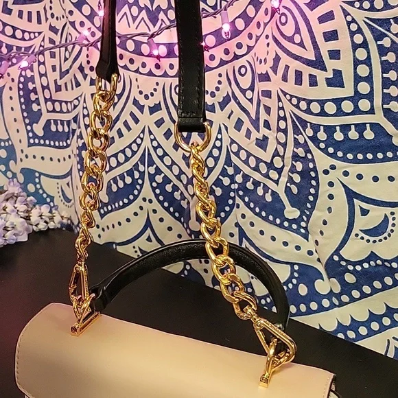 Michael Kors Black Cream Checkered Crossbody Satchel - Picture 7 of 8